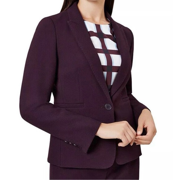 ✨💜 HOBBS London Vivienne Jacket Deep Purple Textured Blazer US Size 2 💜✨ - Picture 3 of 3